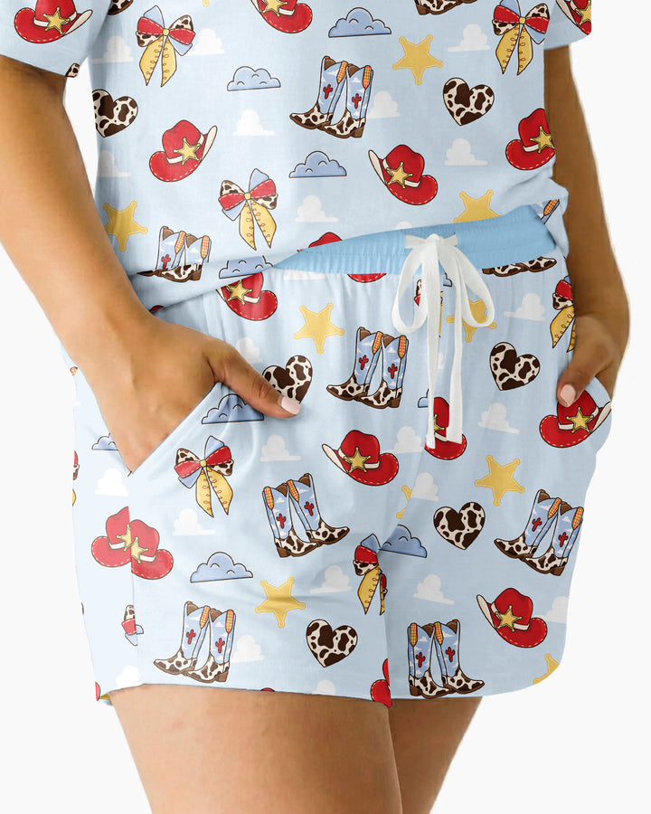 Cowboy Story Bamboo Women Short Sleeve Short Pajama Set