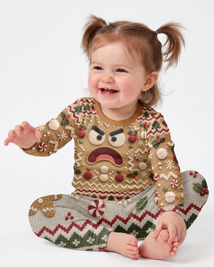 Grumpy Gingerbread Crew Bamboo Two Piece Long Sleeve Pajama Set