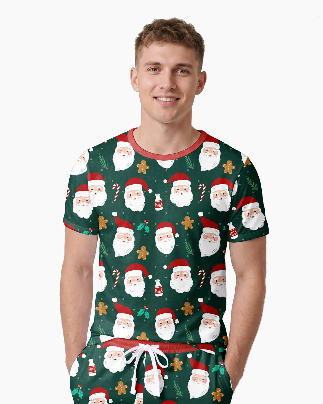 Christmas Sweet Santa Bamboo Men Short Sleeve Short Pajama Set