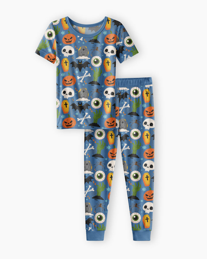 Little Monsters Bamboo Two Piece Short Sleeve Pajama Set For Haloween