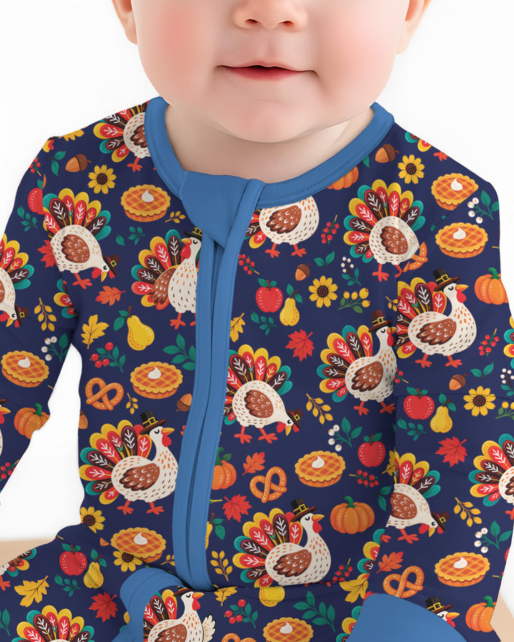 Festive Turkey Fall Harvest Bamboo Convertible Zippy