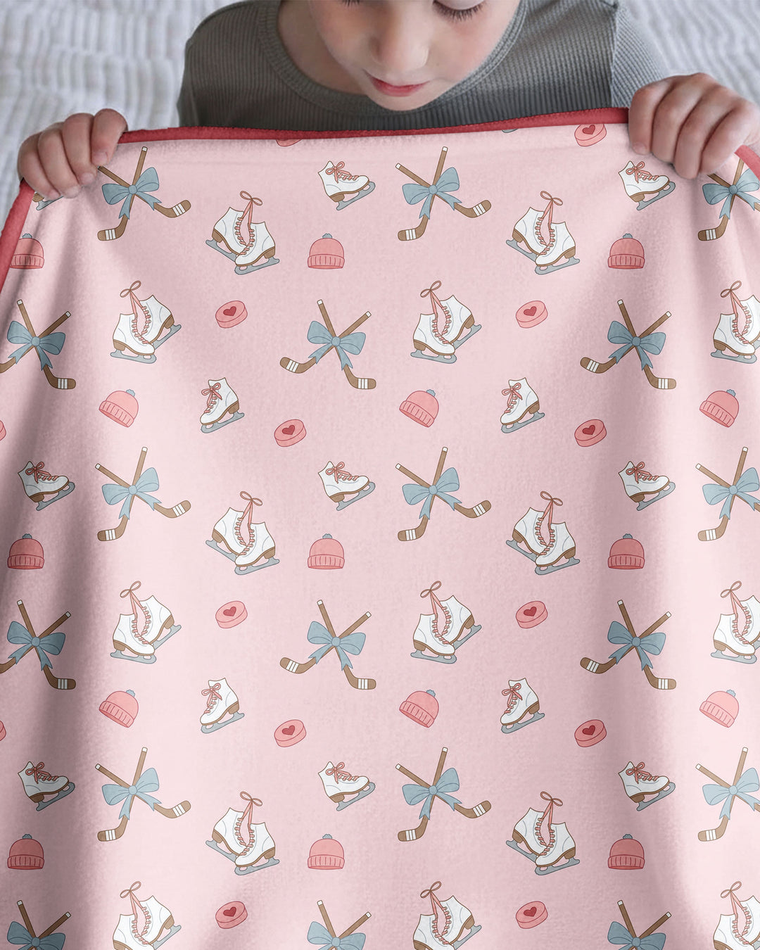 Girly Hockey Pink Bamboo Blanket