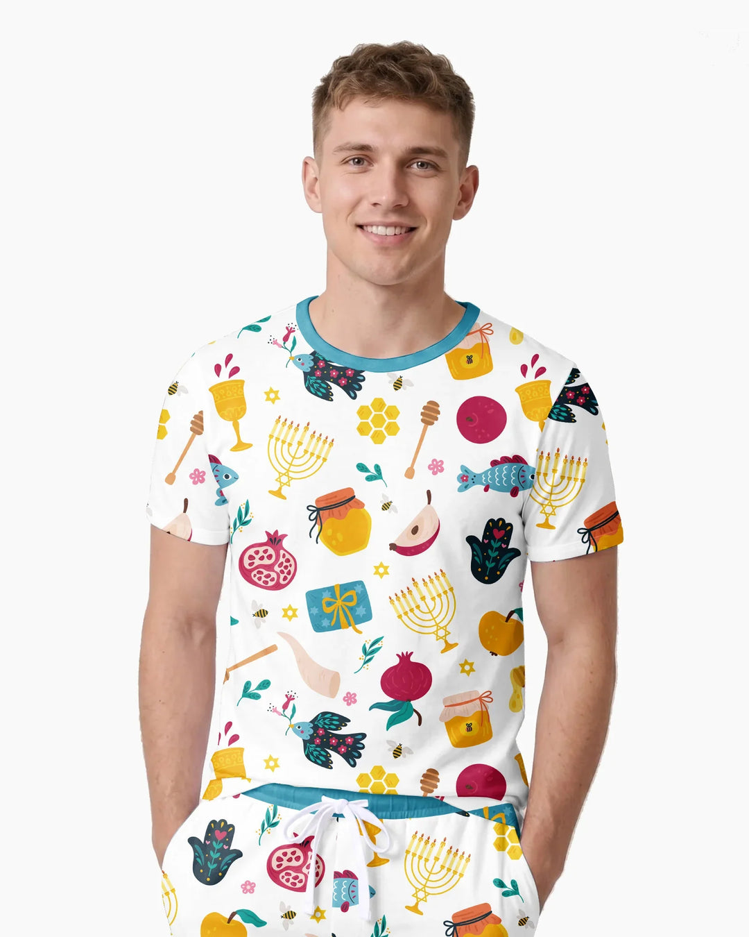 Shanah Tovah Party Men Short Sleeve Short Pajama Set
