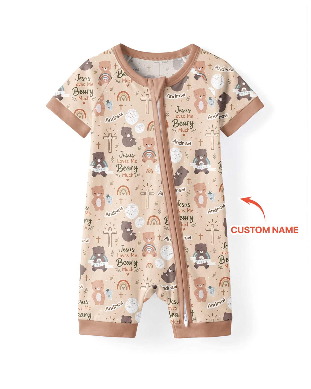 Custom Name Jesus Loves Me Beary Much Bamboo Shorty Zippy
