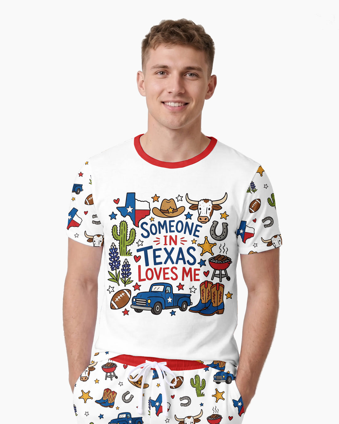 Someone in Texas Loves Me Bamboo Men Short Sleeve Short Pajama Set