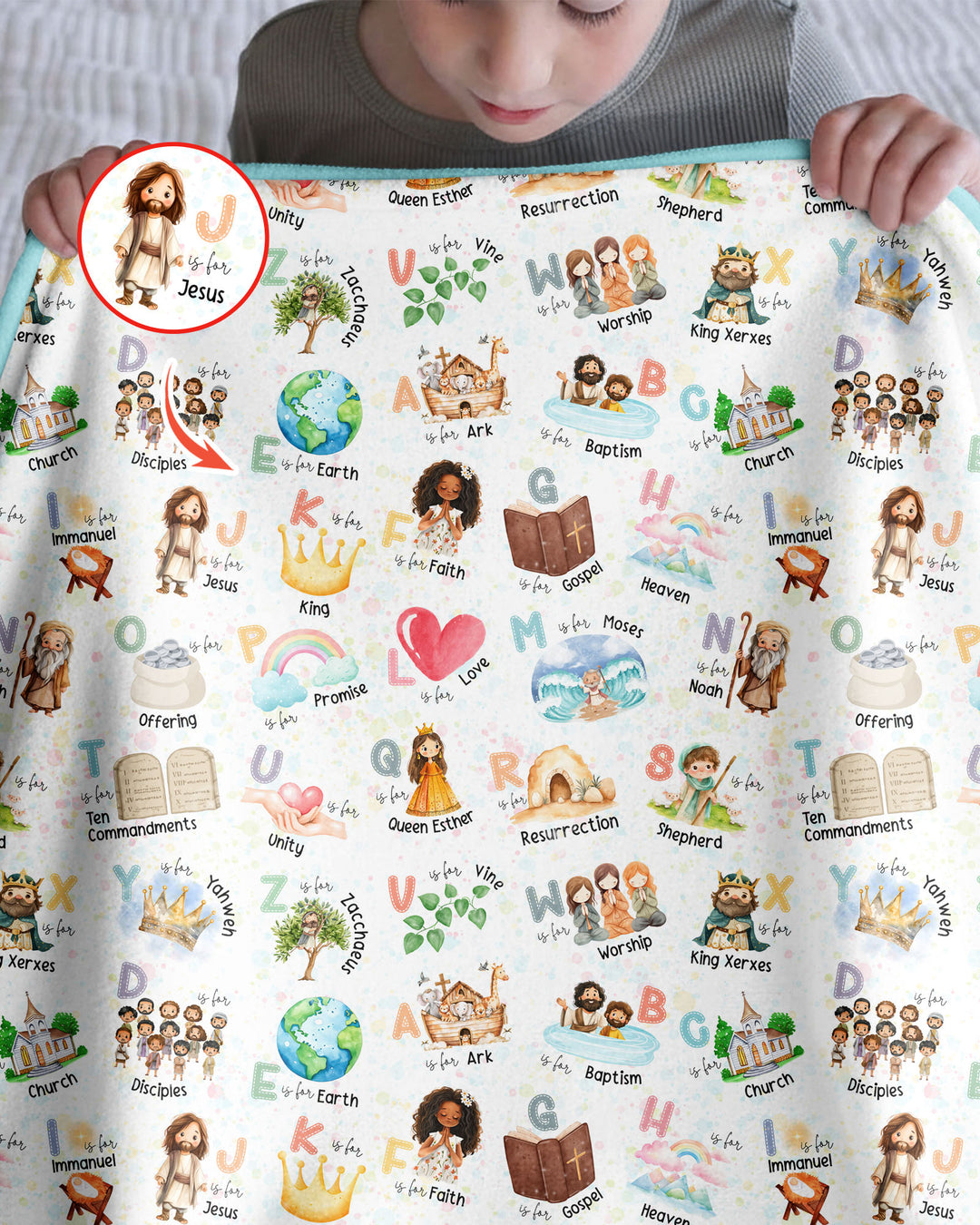 Bible ABC Alphabet Bamboo Blanket