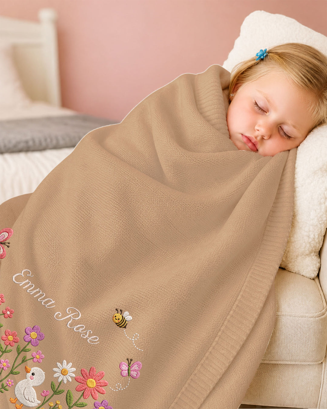Lovely Floral Embroidered Baby Cotton Blanket