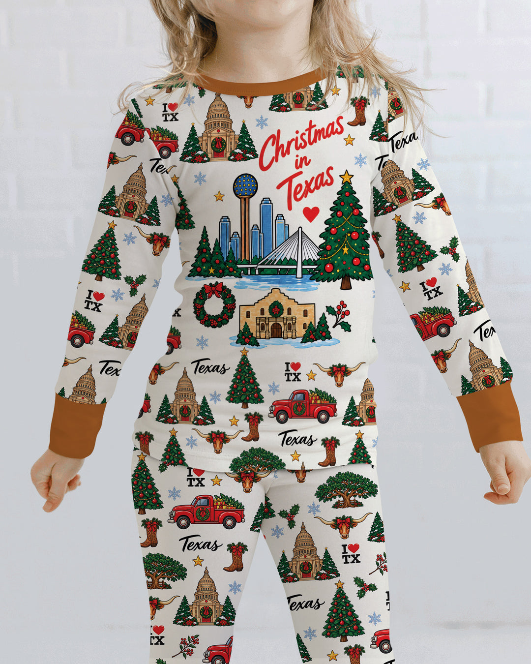 Christmas In Texas Bamboo Two Piece Long Sleeve Pajama Set