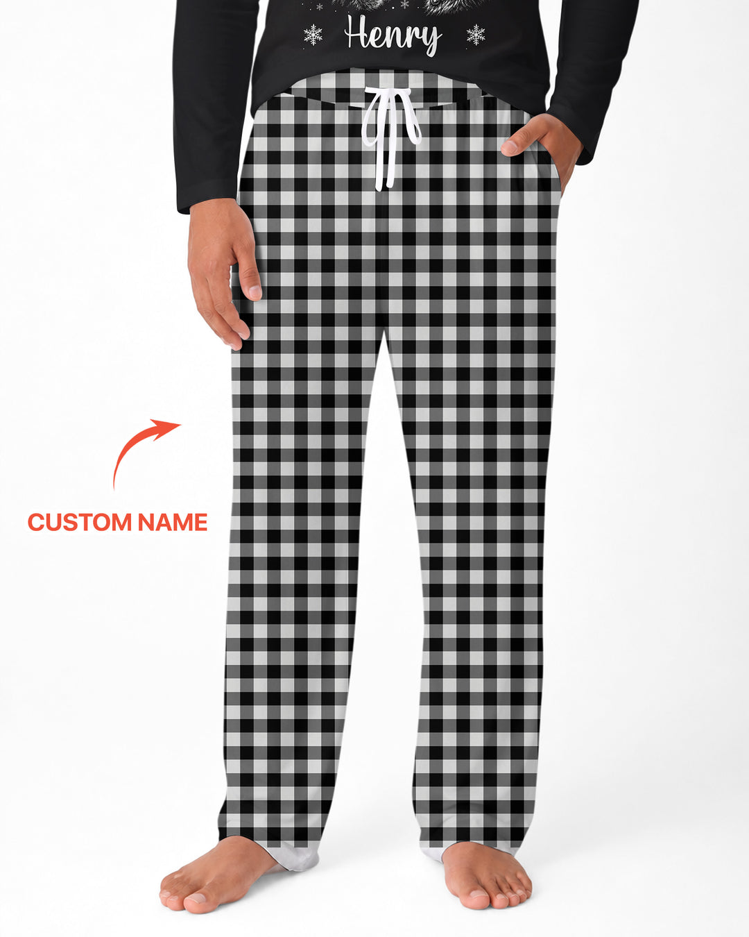 Custom Name Santa's Favorite Buffalo Plaid Bamboo Men's Pajama Set