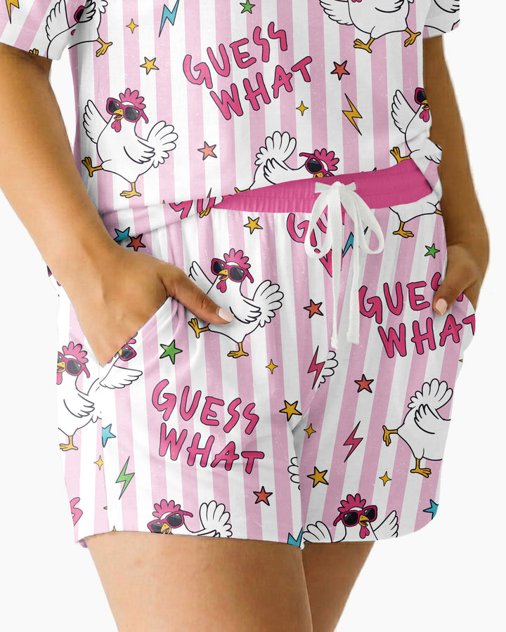 Guess What? Chicken Butt! Bamboo Women Short Sleeve Short Pajama Set