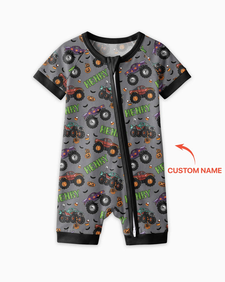 Custom Name Haunted Monster Trucks  Bamboo Shorty Zippy
