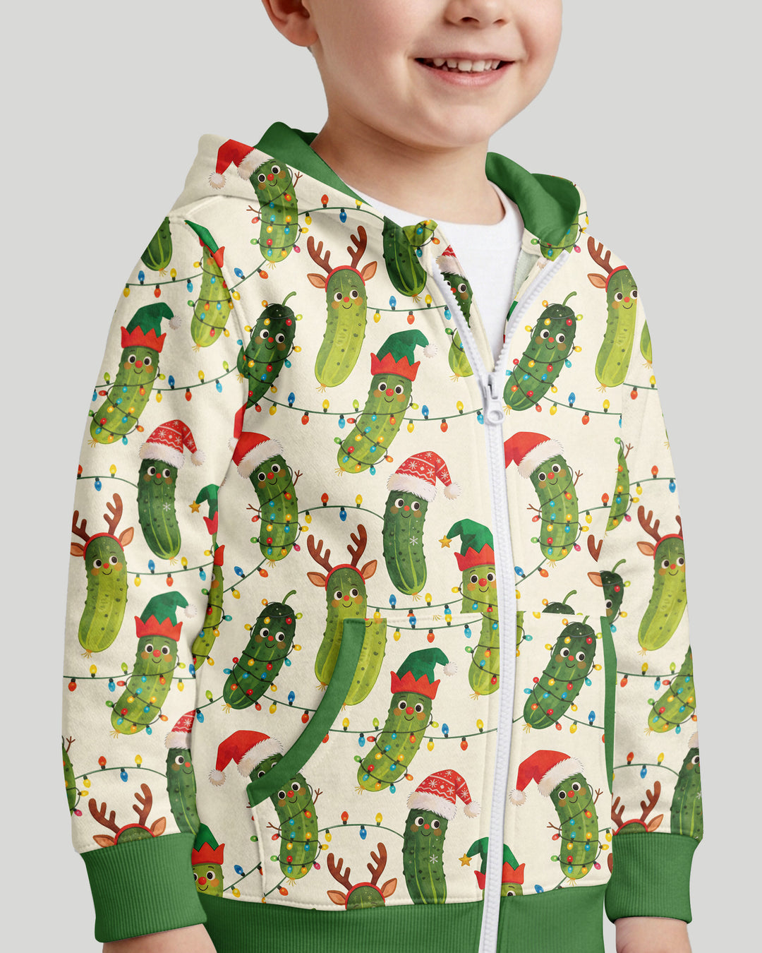Cheerful Christmas Pickle Bamboo Zip Hoodie