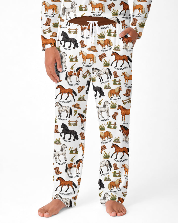 Types Of Horses Bamboo Men's Pajama Set