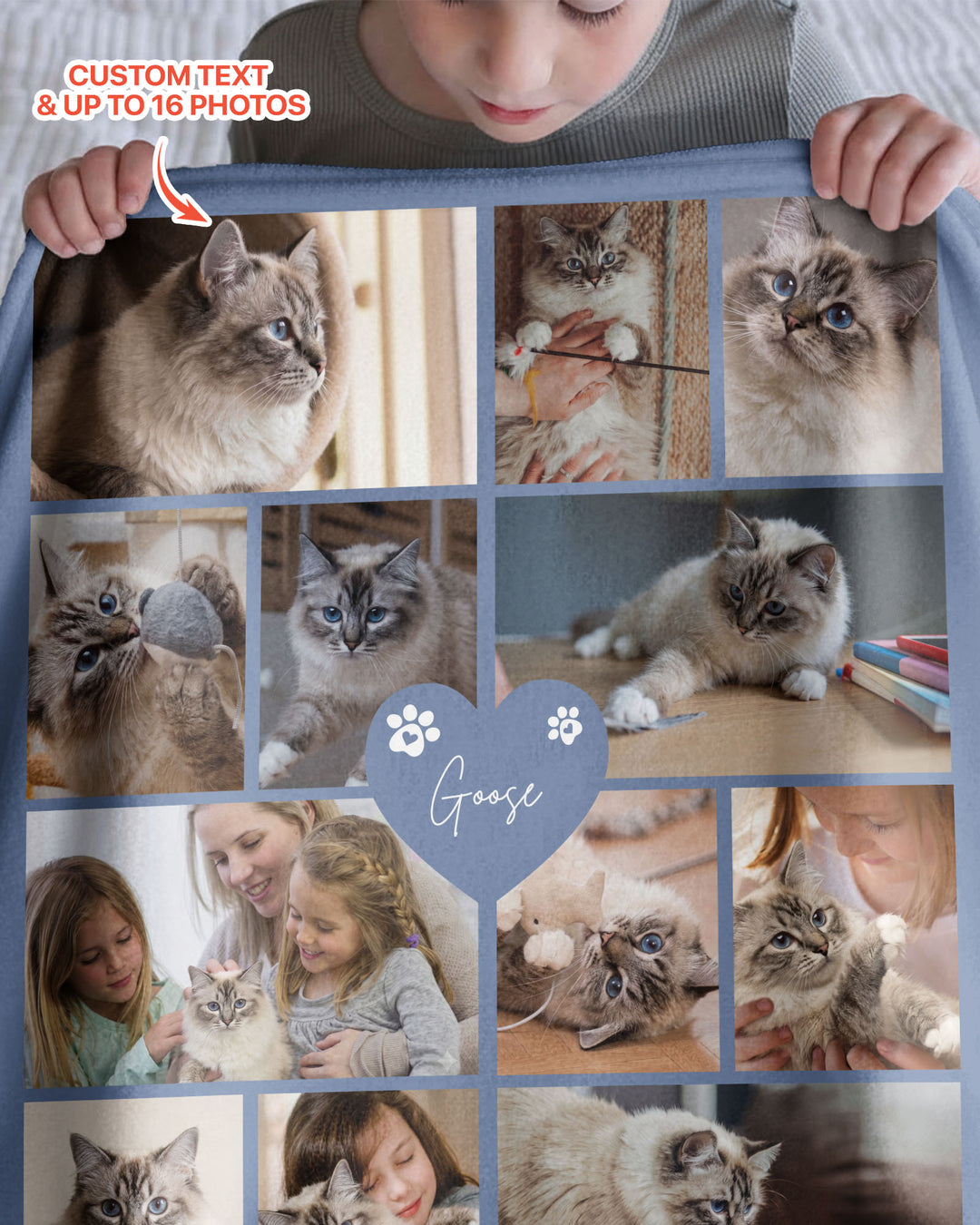 Custom Pet Photo Collage Bamboo Blanket