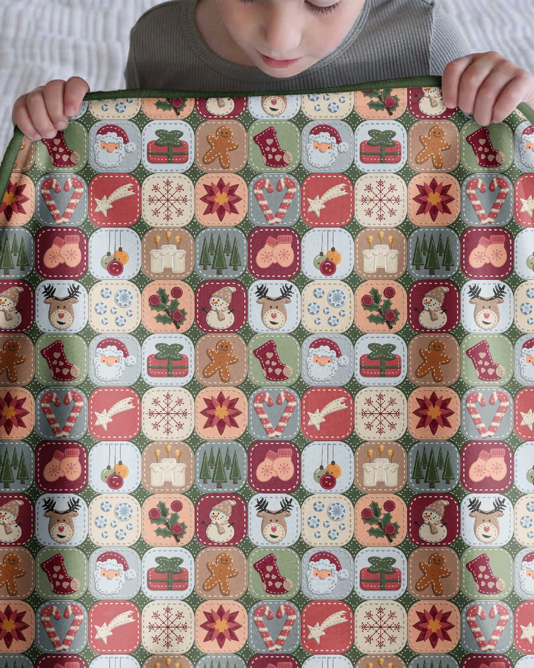 Christmas Felt Patchwork Bamboo Blanket