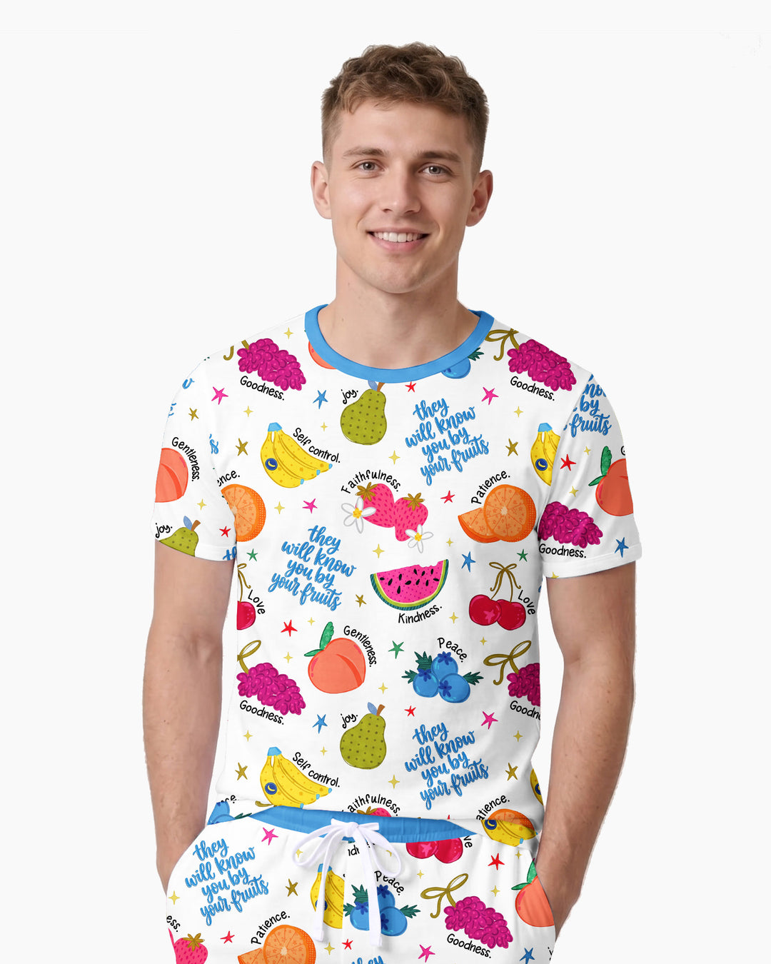 They Will Know You By Your Fruits Men Short Sleeve Short Pajama Set
