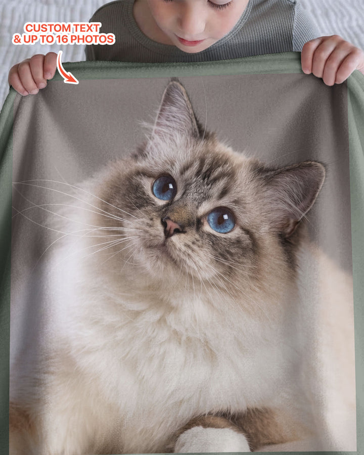 Custom Pet Photo Collage Bamboo Blanket