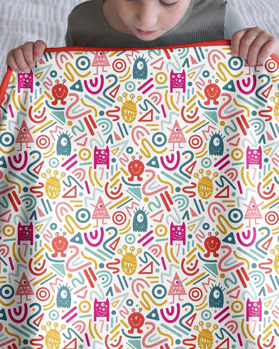 Rainbow Monster Party Bamboo Blanket