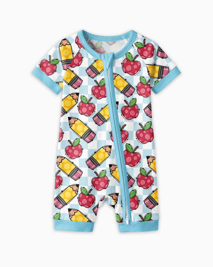 Checkered Apple Scribbles Bamboo Shorty Zippy