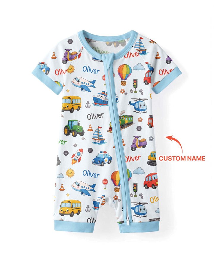 Custom Name Cute Transport Bamboo Shorty Zippy