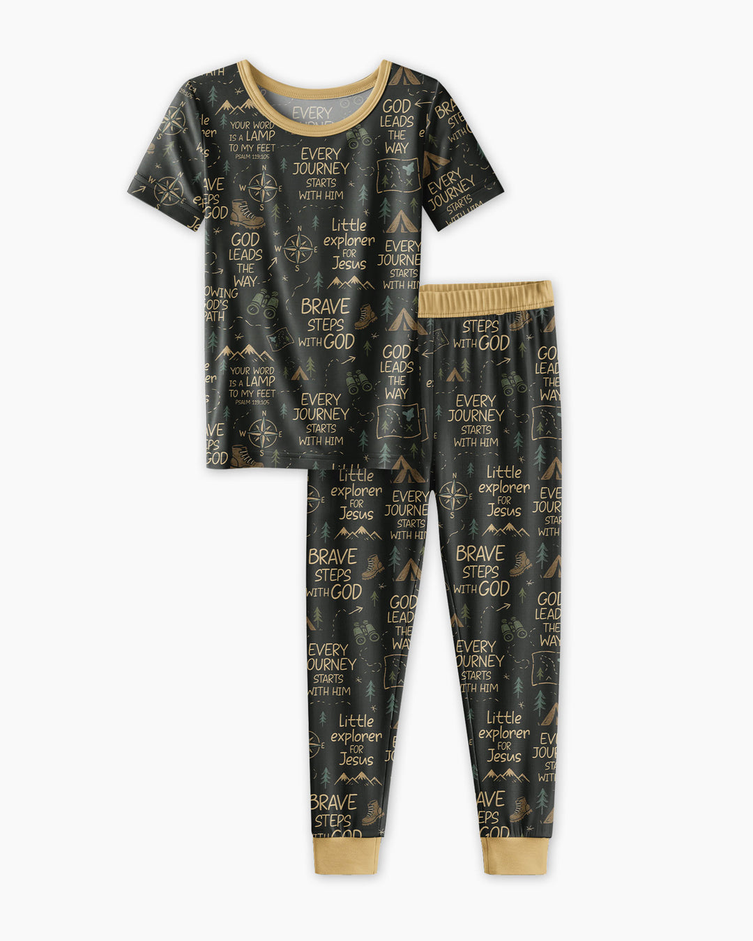 Little Explorer God Leads The Way Bamboo Two Piece Short Sleeve Pajama Set