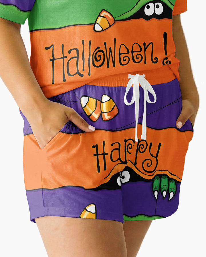 Happy Halloween Bamboo Women Short Sleeve Short Pajama Set