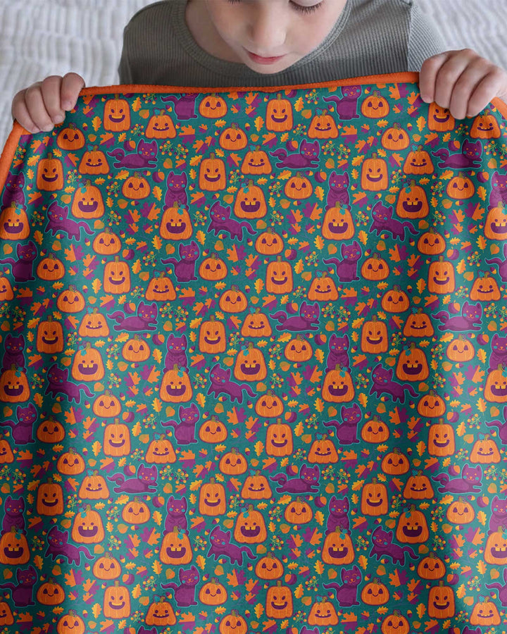 Cats and Pumpkins Bamboo Blanket