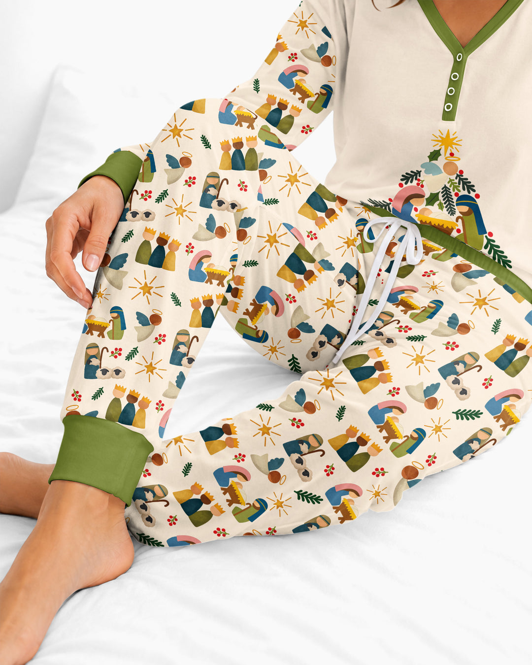 Oh Come, Let Us Adore Him Family Matching Bamboo Women Pajama Set