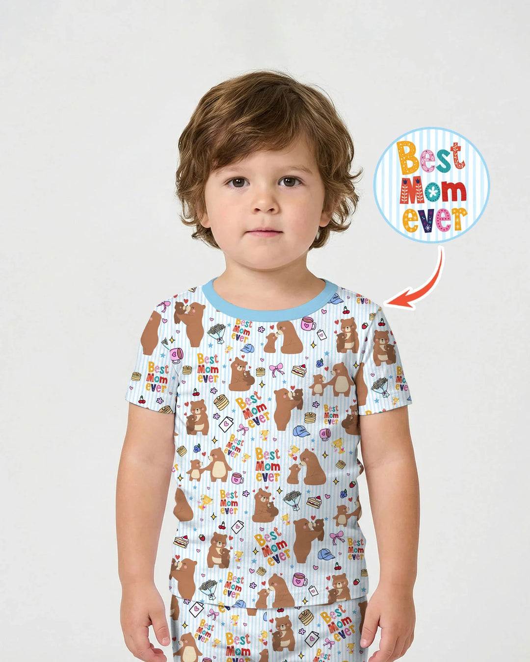 Template Zweiteiliges Pyjama-Set mit kurzen Ärmeln und Shorts