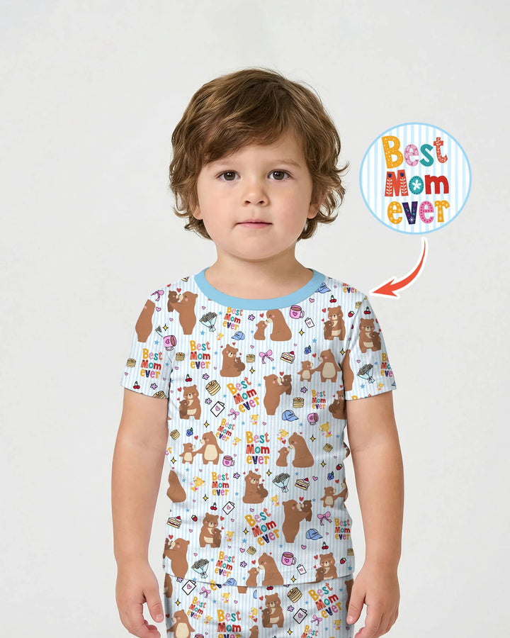 Template Zweiteiliges Pyjama-Set mit kurzen Ärmeln und Shorts