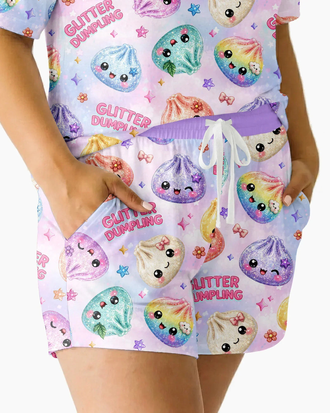 Glitter Dumpling Bamboo Women Short Sleeve Short Pajama Set