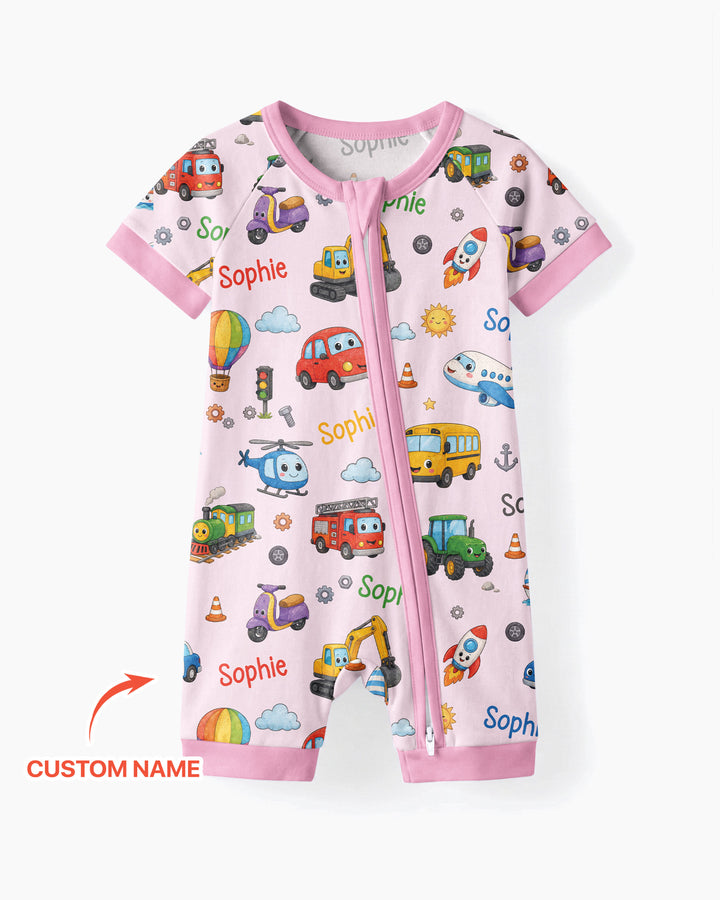 Custom Name Cute Transport Bamboo Shorty Zippy
