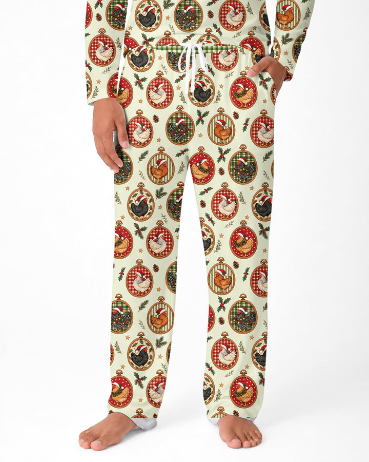 Chicken Merry Clucking Christmas Bamboo Men's Pajama Set