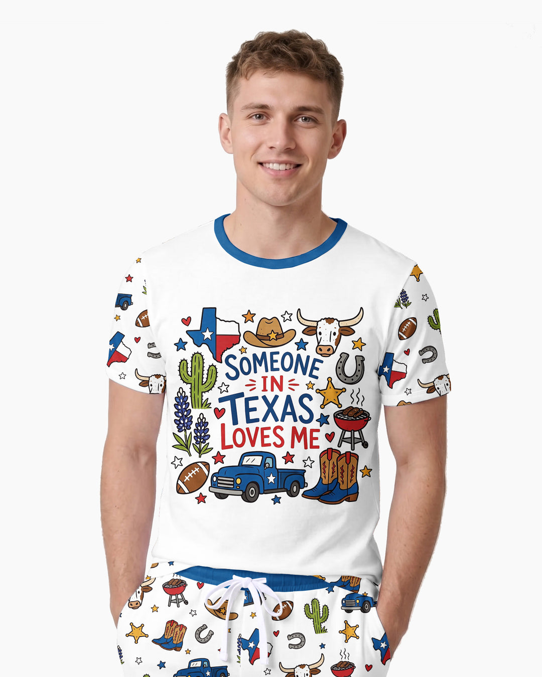 Someone in Texas Loves Me Bamboo Men Short Sleeve Short Pajama Set