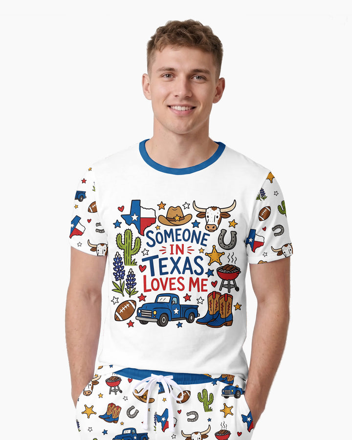 Someone in Texas Loves Me Bamboo Men Short Sleeve Short Pajama Set