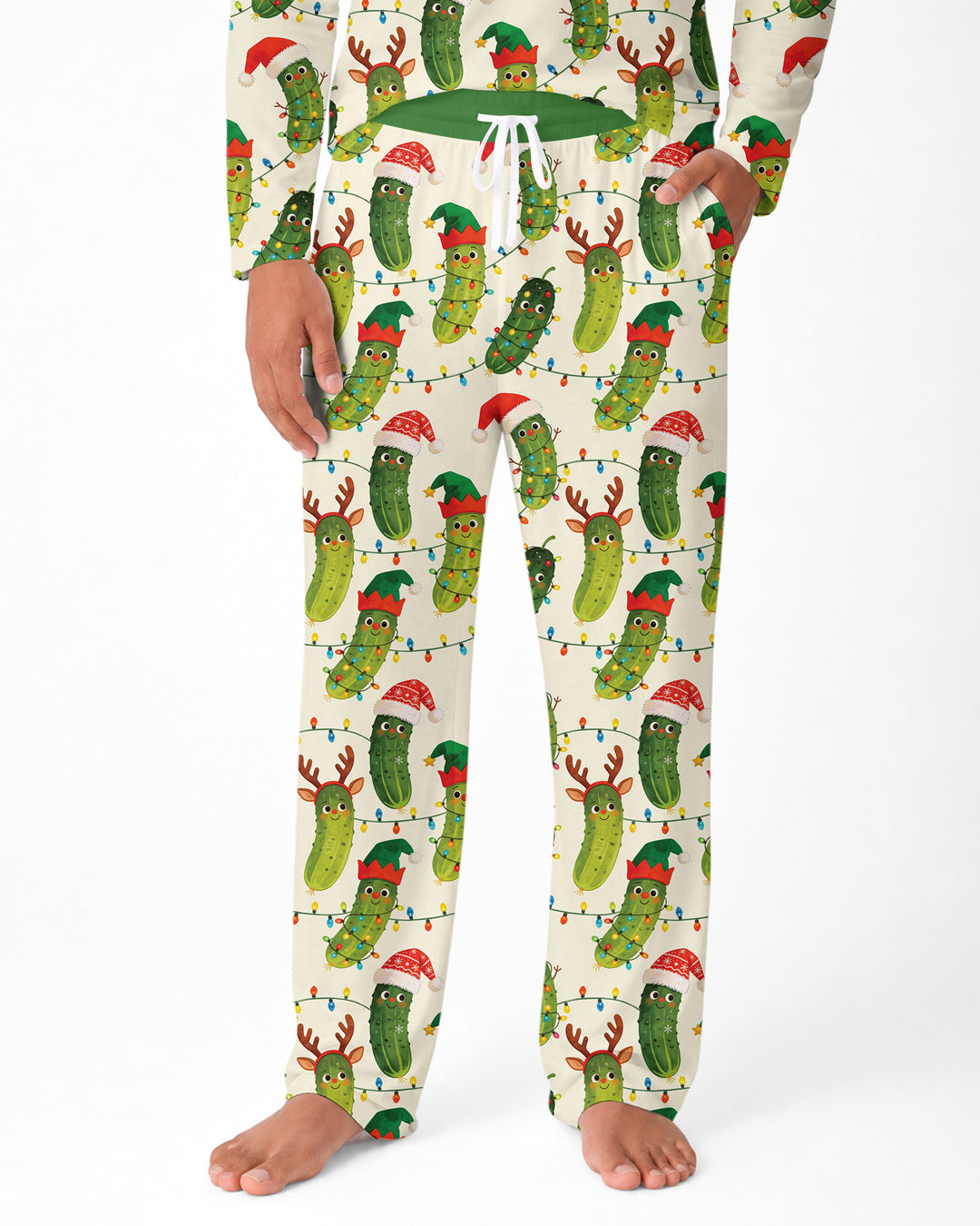 Cheerful Christmas Pickle Bamboo Men's Pajama Set
