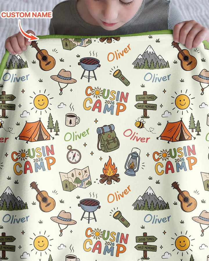 Custom Name Cousin Camp 2026 Bamboo Blanket