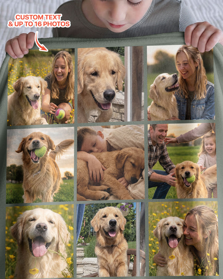 Custom Pet Photo Collage Bamboo Blanket