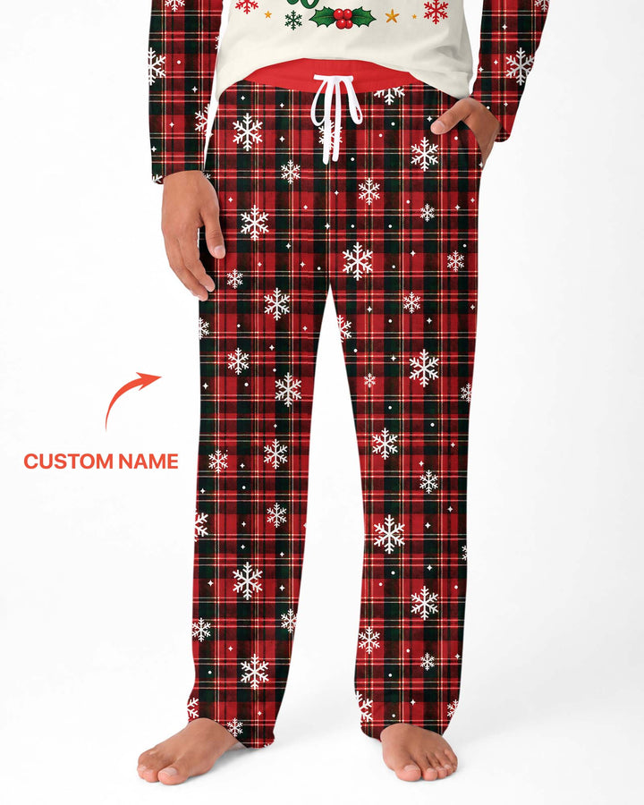 Cute Reindeer in Santa Hat Bamboo Men's Pajama Set