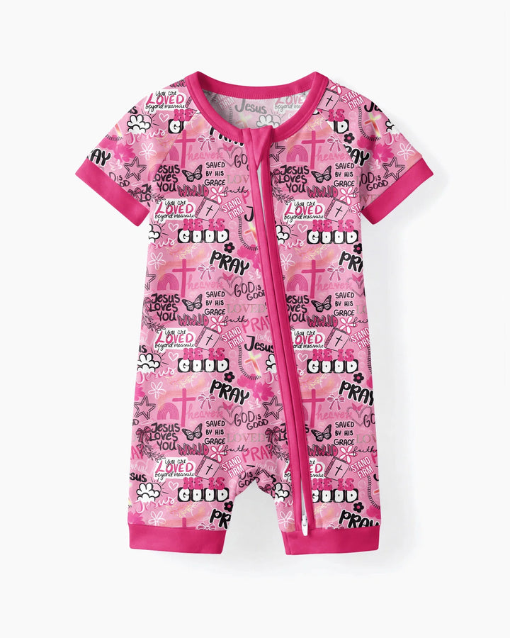 Pink Faith & Grace Bamboo Shorty Zippy