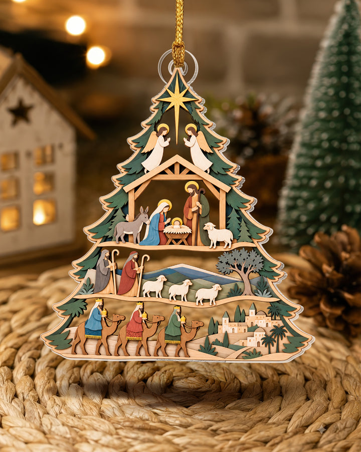 Nativity Scene Tree Acrylic Ornament