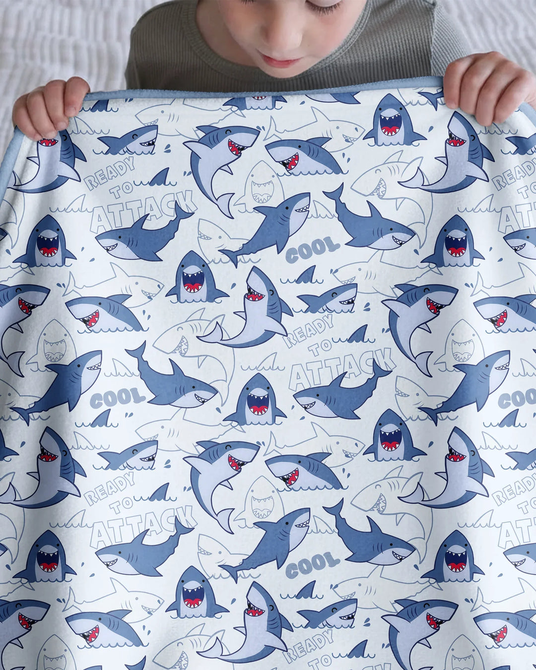 Big Sharks Attack Bamboo Blanket