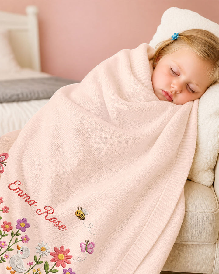 Lovely Floral Embroidered Baby Cotton Blanket