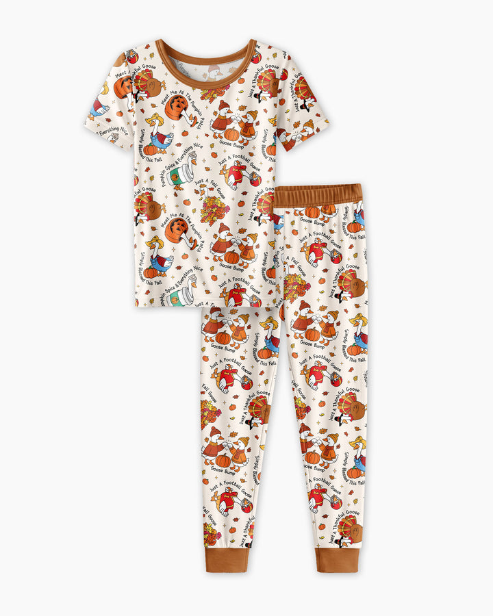 Just A Fall Goose Family Matching Bamboo Two Piece Short Sleeve Pajama Set