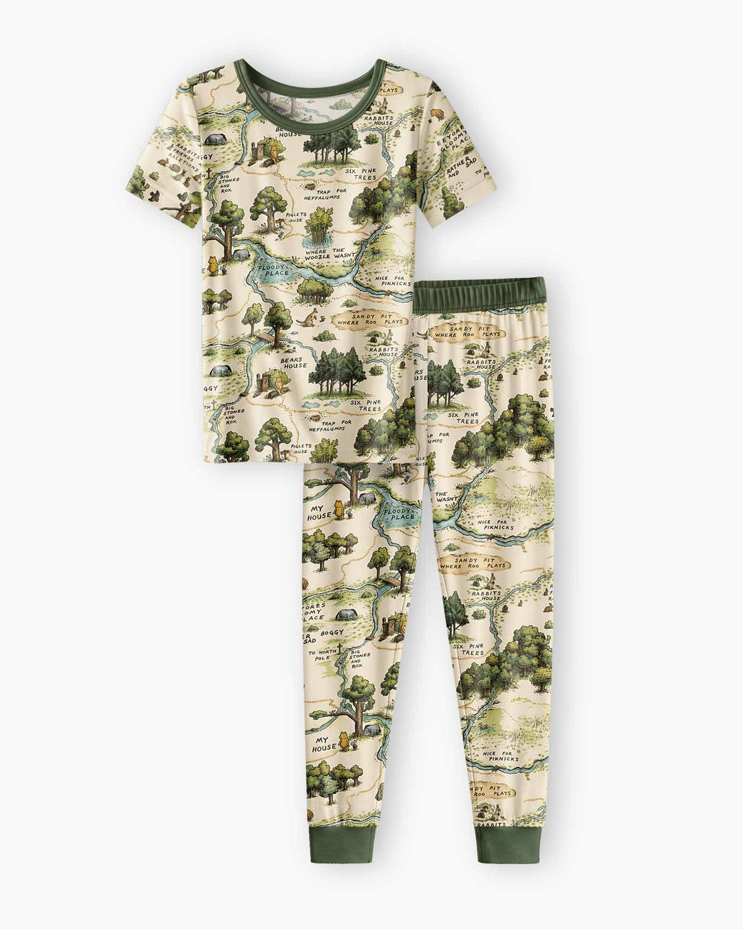 Classic Bear Maps Bamboo Two Piece Short Sleeve Pajama Set