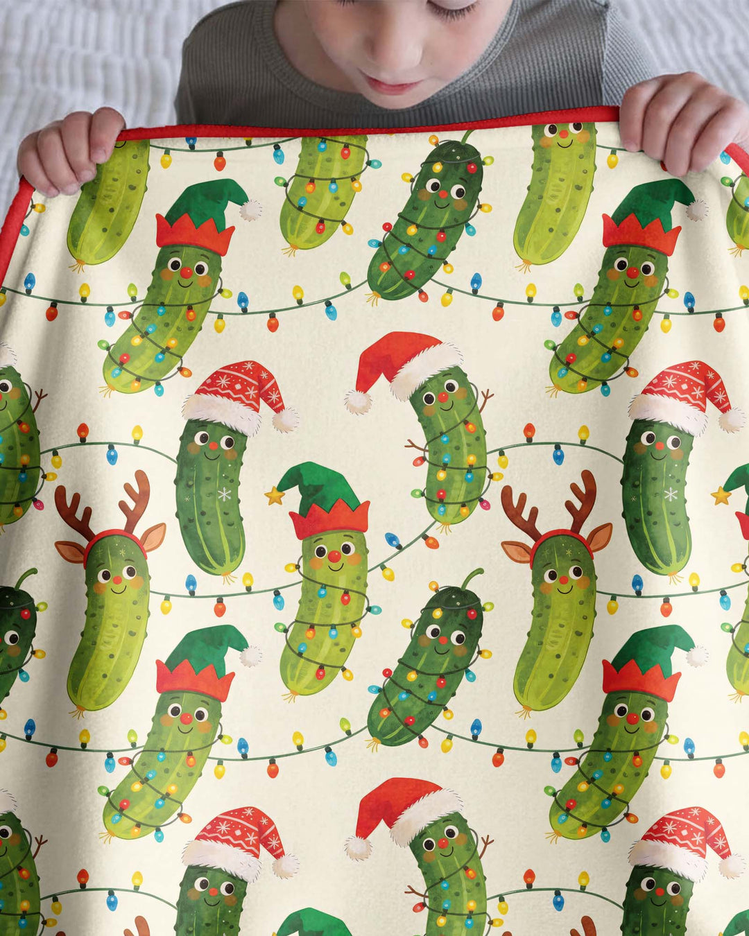 Cheerful Christmas Pickle Bamboo Blanket