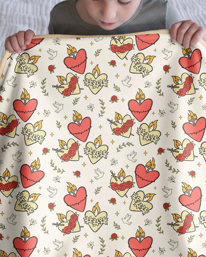 Three Sacred Hearts Bamboo Blanket