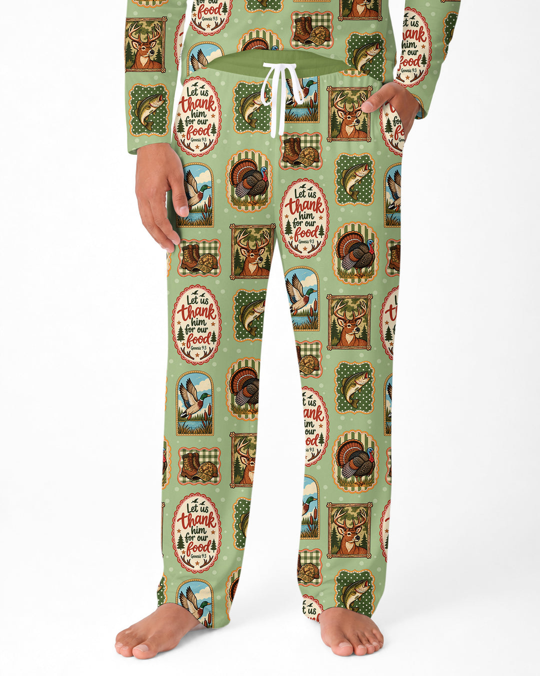 Hunting Let Us Thank Him For Our Food Bamboo Men's Pajama Set