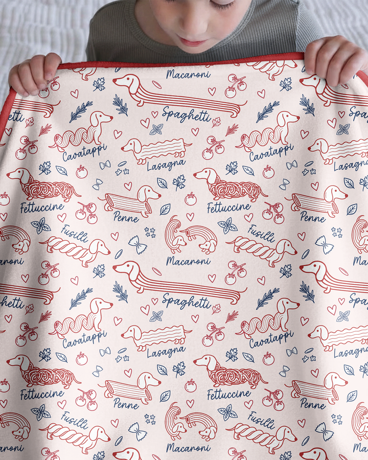 Funny Dachshund Pasta Pups Bamboo Blanket