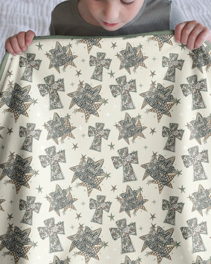 Camo God is Good Family Matching Bamboo Blanket